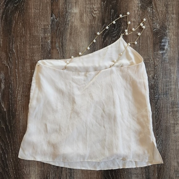 Cami NYC Tilda Linen Cami in  Ceramic Cream Size XXS One Shoulder Beaded NWT - Picture 7 of 13